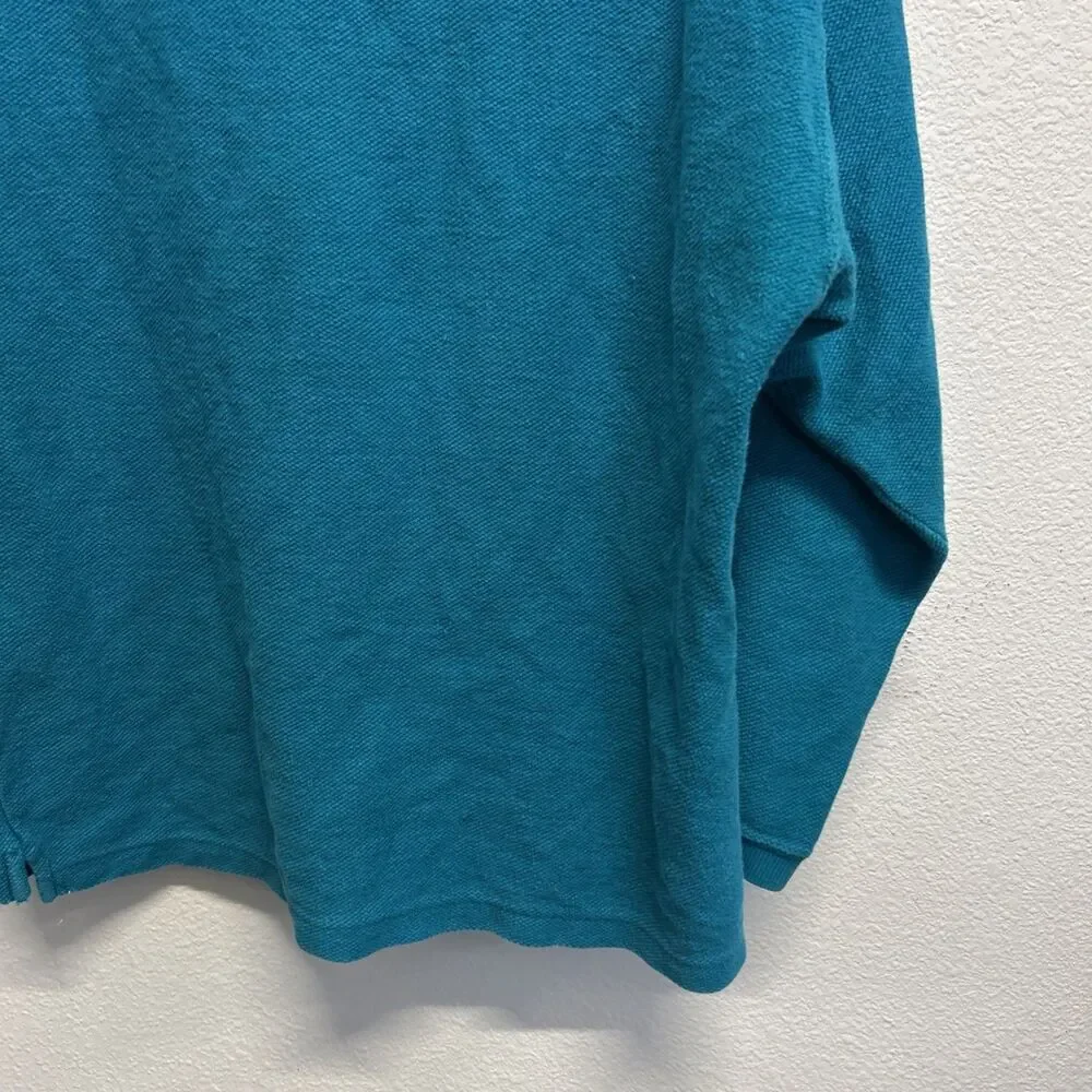 Patagonia Pullover Sweater Collar Long Sleeve Blue Sz 12 Cotton Vintage Teal